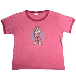 Vintage Disney Dopey‎ Ringer T-Shirt Walt Disney World Pink Graphic Tee